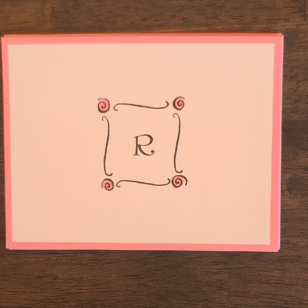 Pink Monogrammed Note Card